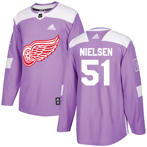 Adidas Red Wings #51 Frans Nielsen Purple Authentic Fights Cancer Stitched Youth NHL Jersey